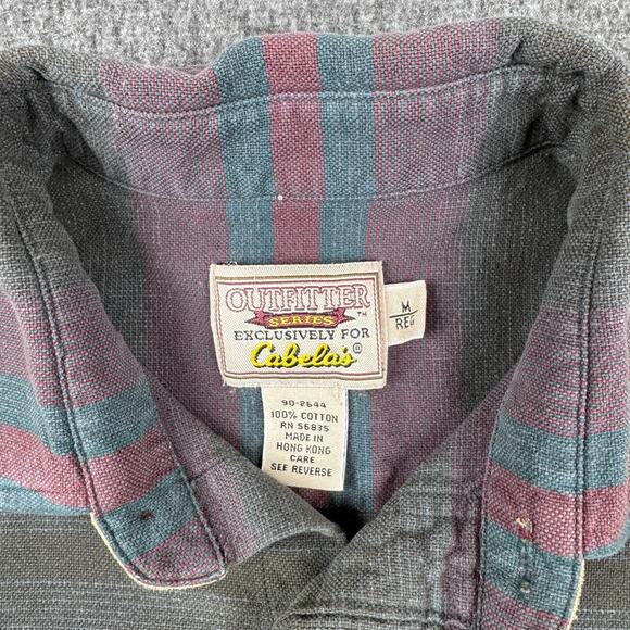 Cabelas Flannel Shirt Men's‎ Medium Green Plaid Elbow Patches Outdoor Work - Picture 2 of 6